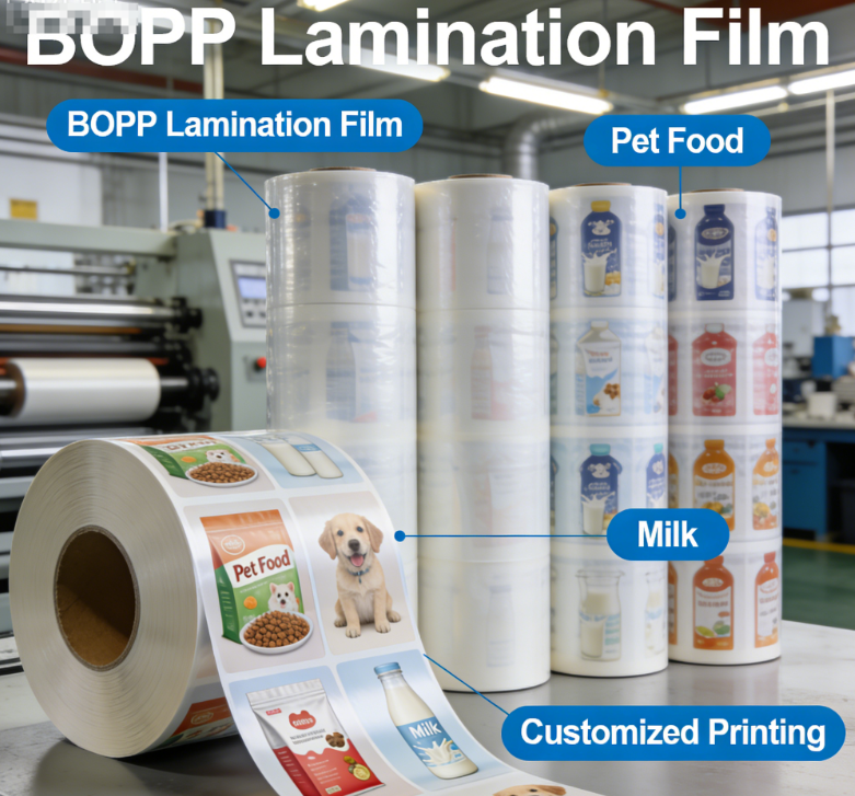Grád Bia BOPP Rolla Scannán Lamination Scannán Pacáistiú Solúbtha Clóbhuailte Saincheaptha